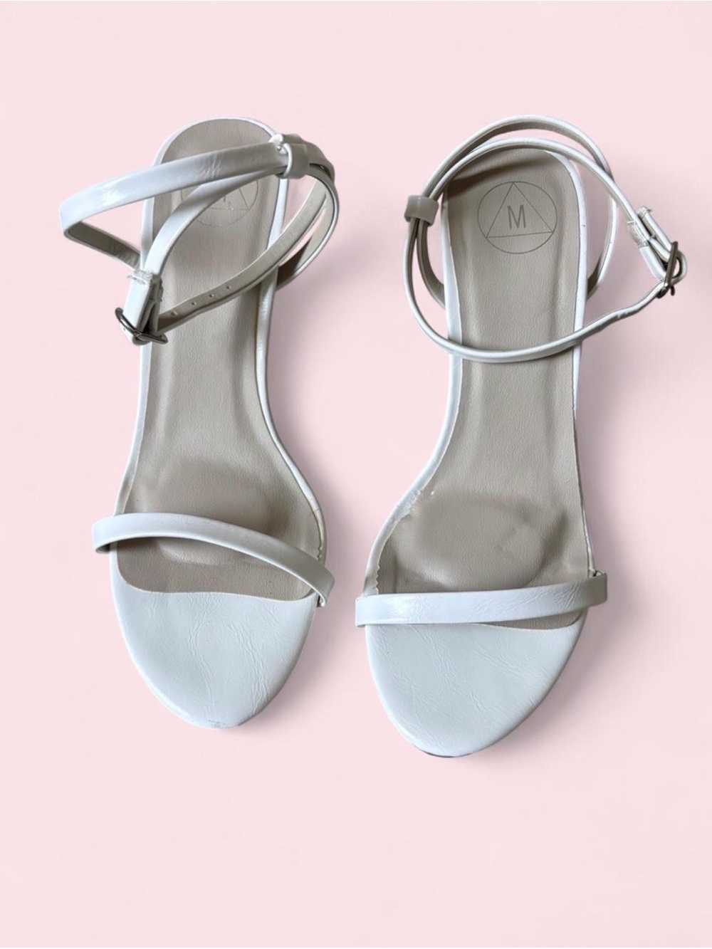 Modern Minimalist White Ankle-Strap Sandals